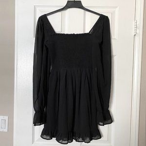 Smocked Long Sleeve Mini Dress